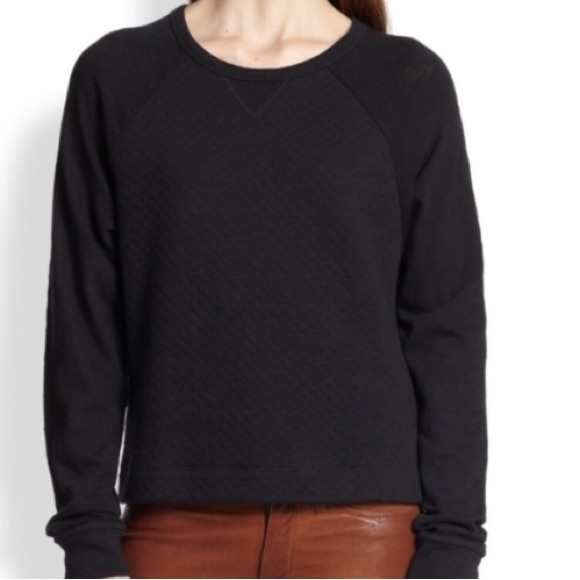 rag & bone / JEAN Rein Quilted Crewneck Pullover Sweater in Black - Picture 1 of 3